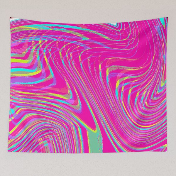 Item preview, Modern Liquid Swirl Abstract Pattern Square Vibrant Neon Tones and Hot Pink Multicolor Design.png designed and sold by theprintedclub.