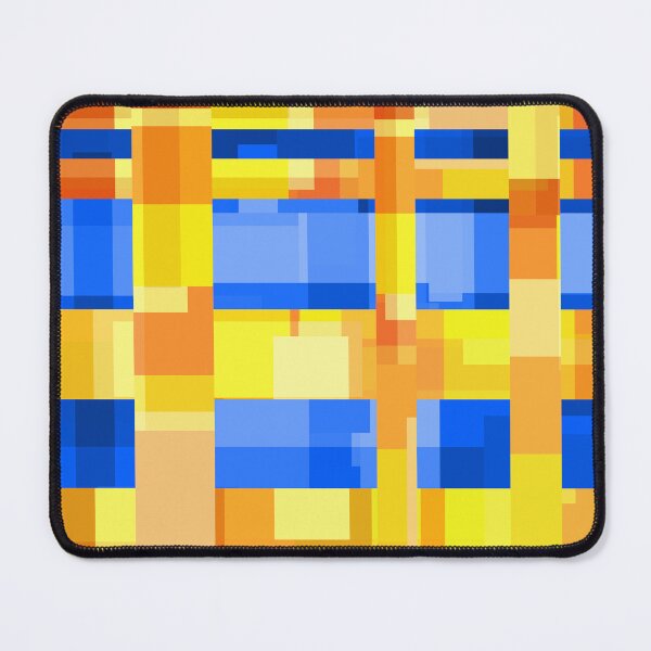 Aperçu de l'œuvre Motif carreaux graphiques - bleu jaune orange créée et vendue par Graphic-Color.