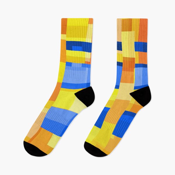 Aperçu de l'œuvre Motif carreaux graphiques - bleu jaune orange créée et vendue par Graphic-Color.