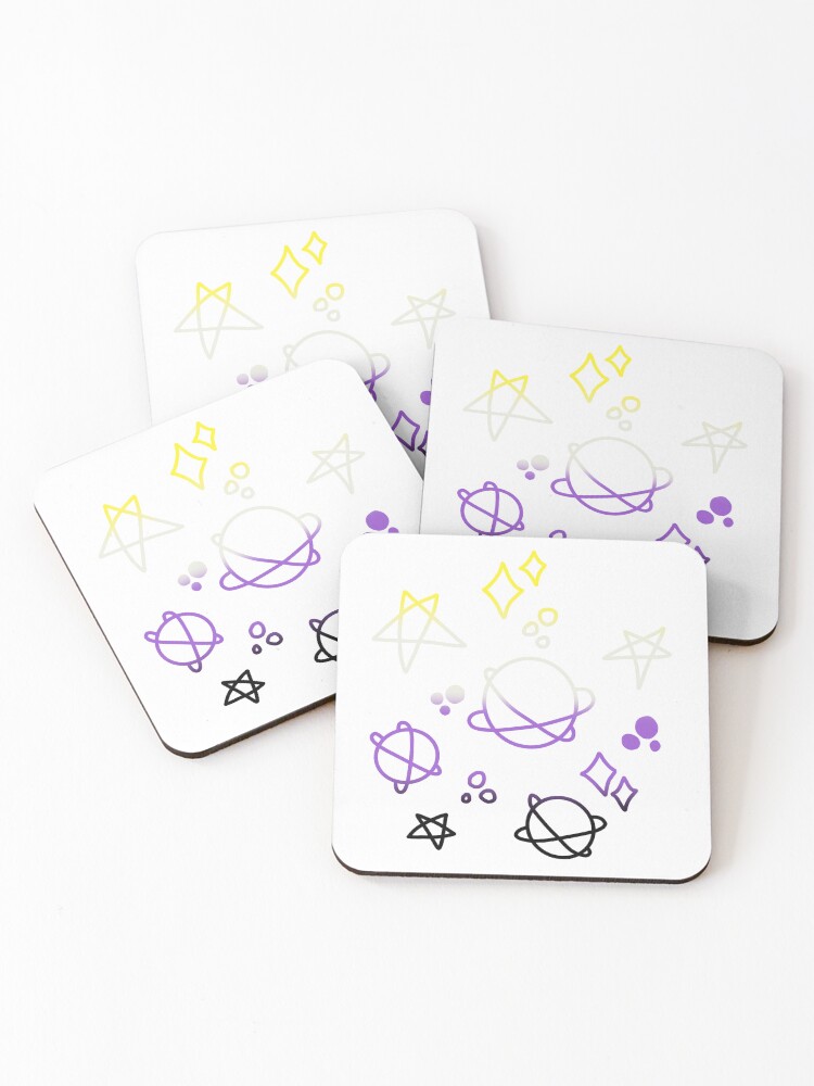 Thumbnail 1 of 5, Coasters (Set of 4), Non-binary Gradient Galaxy designed and sold by Isabel-Jane.