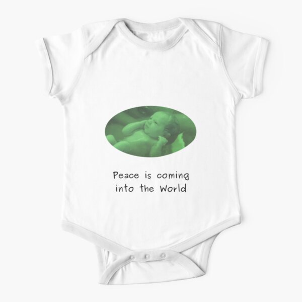 Peace into the World - White baby clothes Short Sleeve Baby One-Piece