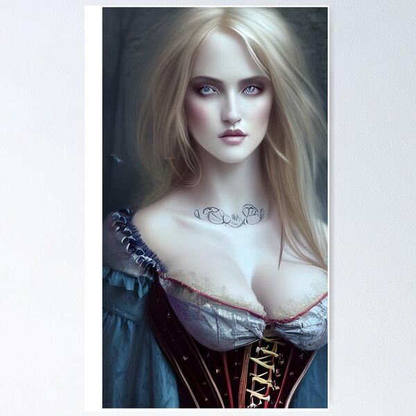 Sexy Blonde Vampire Corset Dress Alluring Dark Beautiful Artwork | Art  Board Print