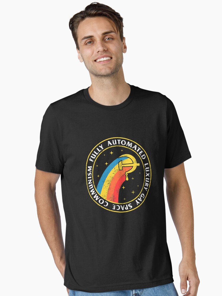 Thumbnail 1 of 7, Essential T-Shirt, Fully Automated Luxury Gay Space Communism designed and sold by dumbshirts.