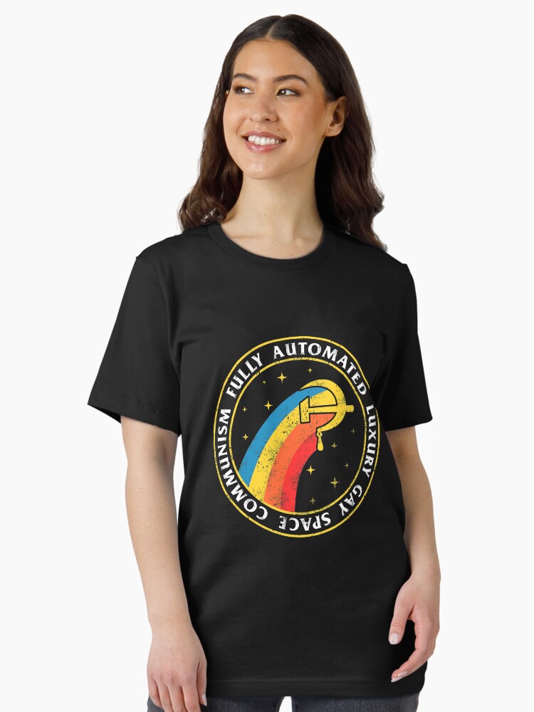 Thumbnail 2 of 7, Essential T-Shirt, Fully Automated Luxury Gay Space Communism designed and sold by dumbshirts.