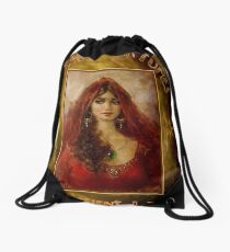 PSYCHIC FORTUNES: Vintage Fortune Telling Print Drawstring Bag