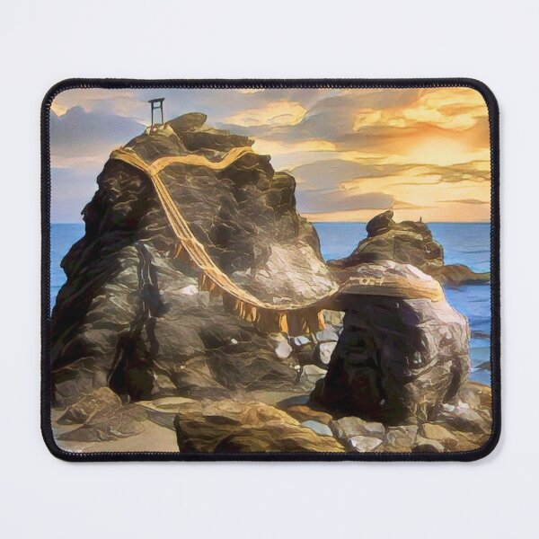 Item preview, Beautiful Meoto Iwa Married Love Rocks Japan Art Print - Cartoon designed and sold by XIX361ART.
