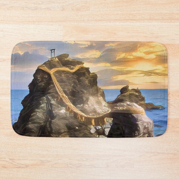 Item preview, Beautiful Meoto Iwa Married Love Rocks Japan Art Print - Cartoon designed and sold by XIX361ART.
