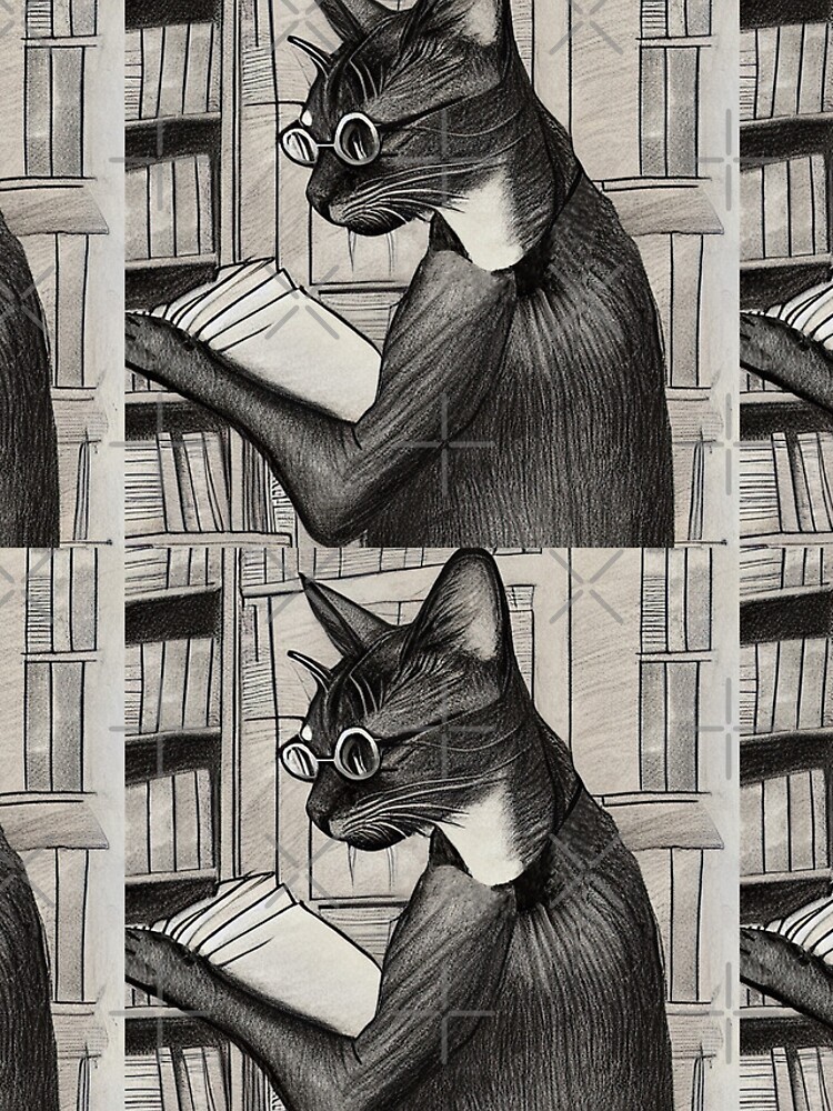 Thumbnail 4 of 4, iPhone Case, Library Cat Lithographic Print designed and sold by SubtleSplit.
