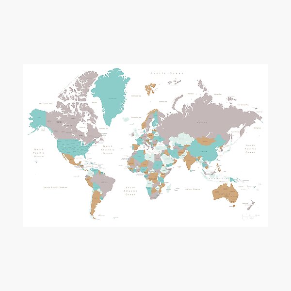 chalkboard world map with countries and states labelled photographic print by blursbyai redbubble