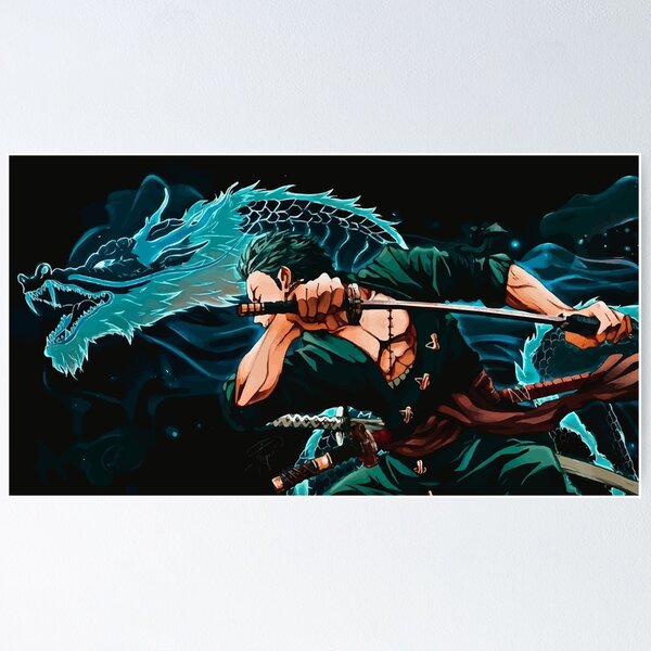 Zoro con espada de dragón Póster