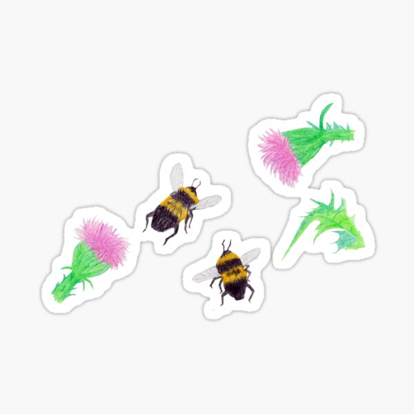 Bumblebees and Thistles Sticker
