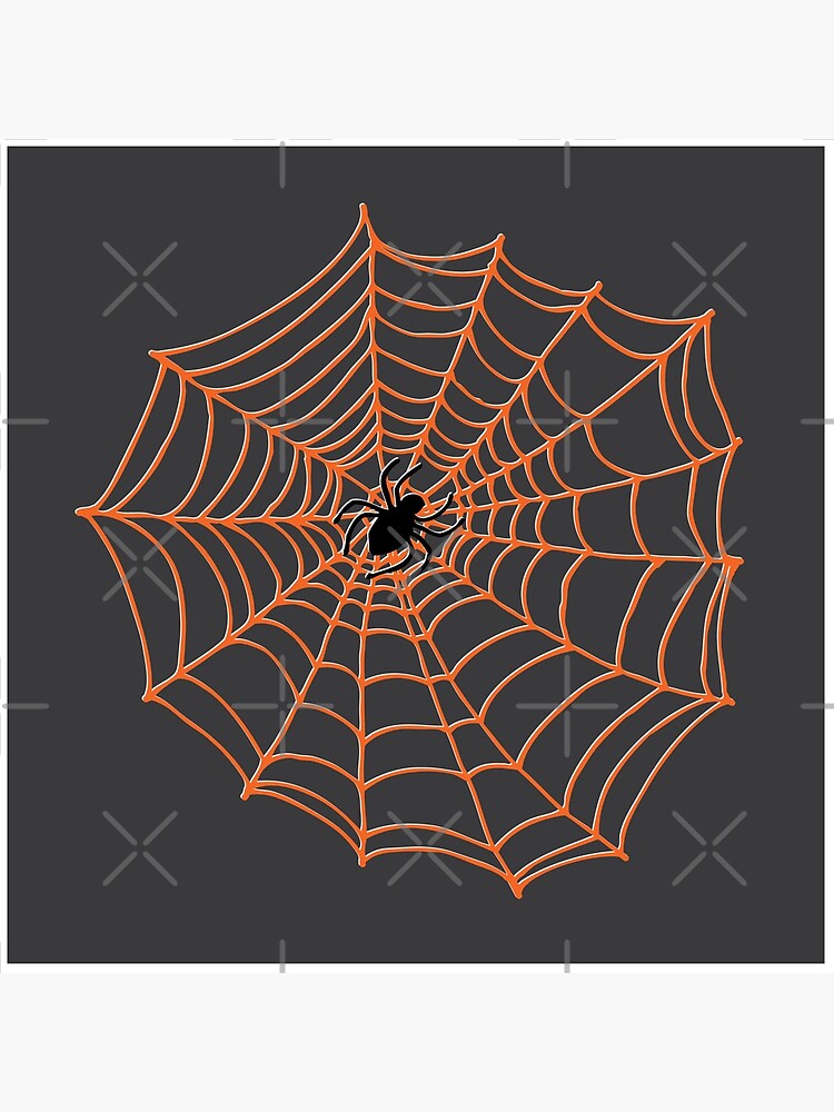Spider Web Pattern - Black on Bright Orange - Spiderweb pattern by Cecca Designs by Cecca-Designs