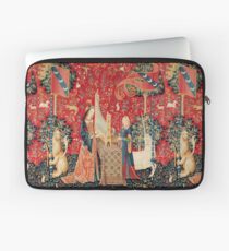 UNICORN AND LADY PLAYING ORGAN WITH ANIMALS , Hearing Laptop Sleeve