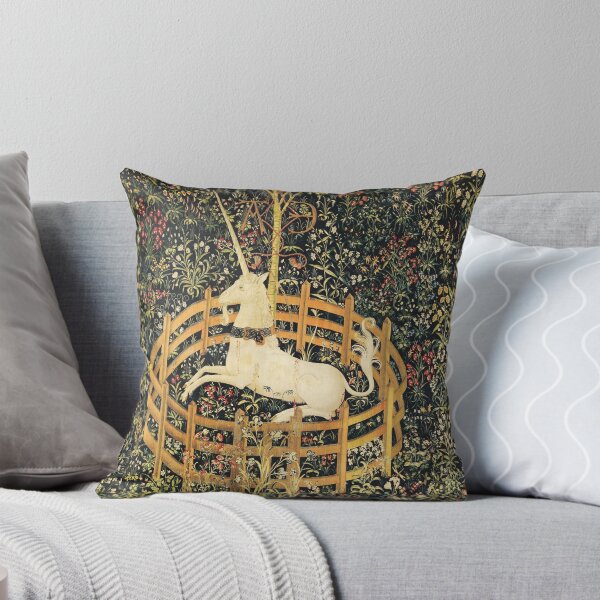 Item preview, UNICORN IN CAPTIVITY AND GOTHIC FANTASY FLOWERS, GREEN FLORAL MOTIFS designed and sold by BulganLumini.