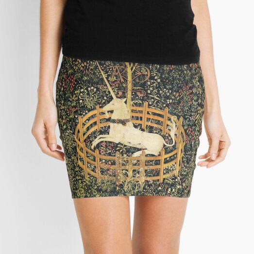 UNICORN AND GOTHIC FANTASY FLOWERS,FLORAL MOTIFS Mini Skirt
