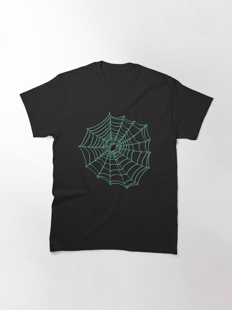 Alternate view of Spider Web Pattern - Black on Green - Spiderweb pattern by Cecca Designs Classic T-Shirt