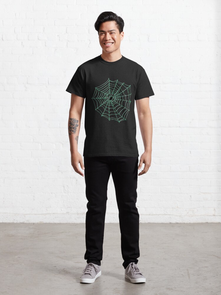 Alternate view of Spider Web Pattern - Black on Green - Spiderweb pattern by Cecca Designs Classic T-Shirt