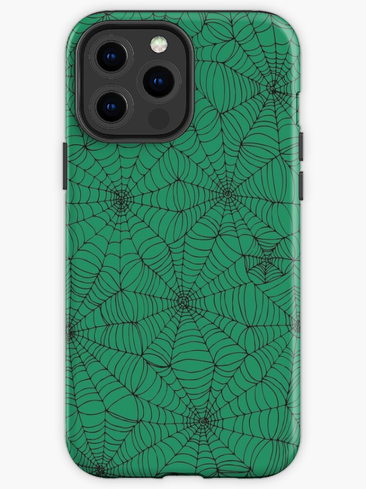 Spider Web Pattern Black on Green Spiderweb pattern by Cecca