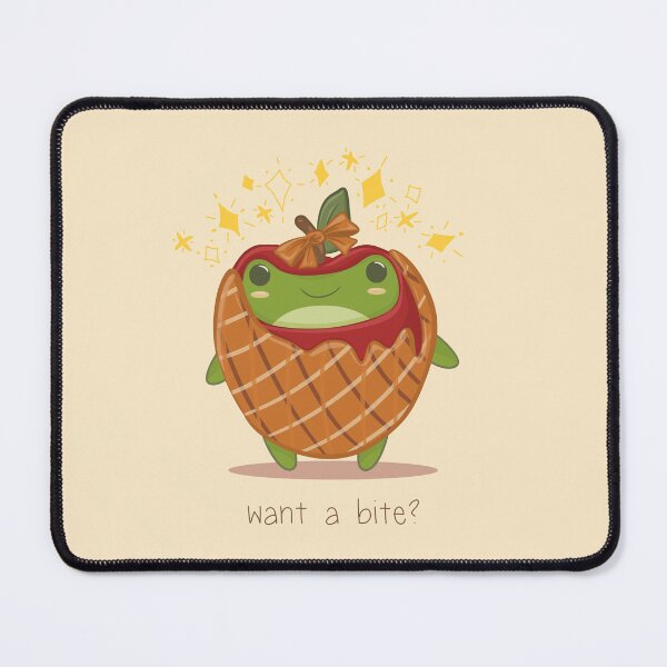 Item preview, Cute Frog in Apple costume "Want a bite?" designed and sold by KateAngelaArt.