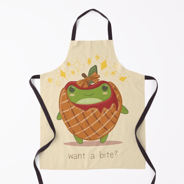 Item preview, Cute Frog in Apple costume "Want a bite?" designed and sold by KateAngelaArt.