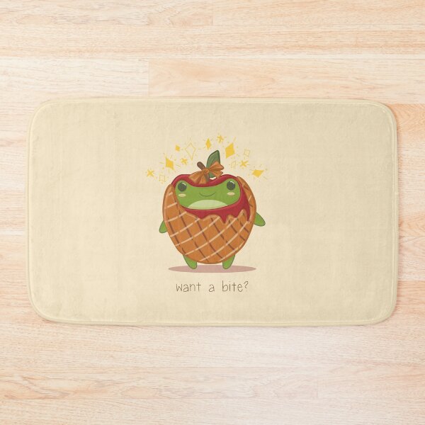 Item preview, Cute Frog in Apple costume "Want a bite?" designed and sold by KateAngelaArt.