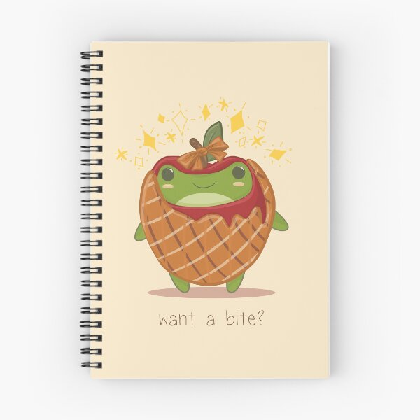 Item preview, Cute Frog in Apple costume "Want a bite?" designed and sold by KateAngelaArt.