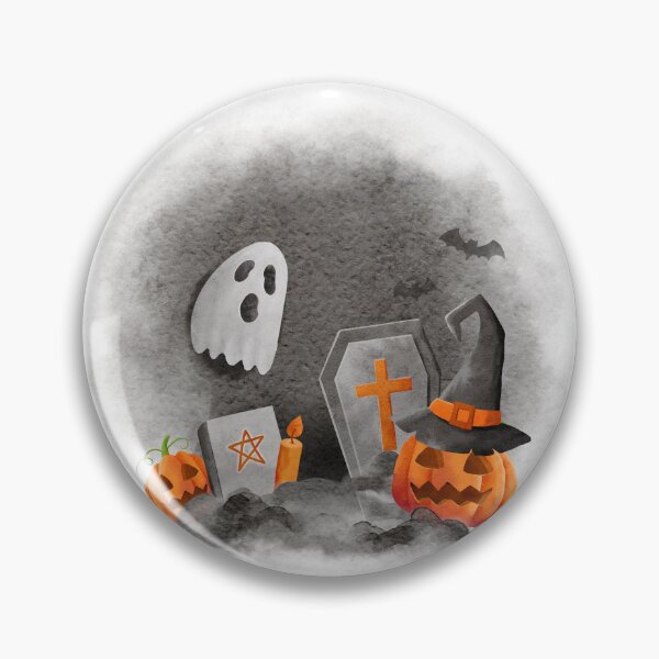 Item preview, cemetery drawing with ghost, bat, grave and candle designed and sold by JAG2B.