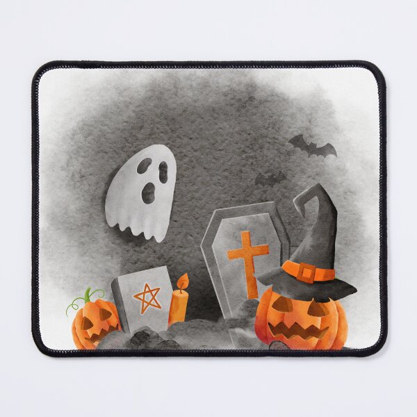 Item preview, cemetery drawing with ghost, bat, grave and candle designed and sold by JAG2B.