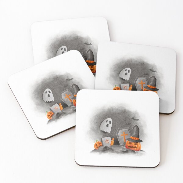 Item preview, cemetery drawing with ghost, bat, grave and candle designed and sold by JAG2B.