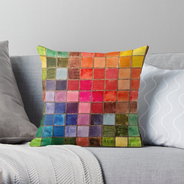 Rainbow Tiles Golden Mosaic Throw Pillow