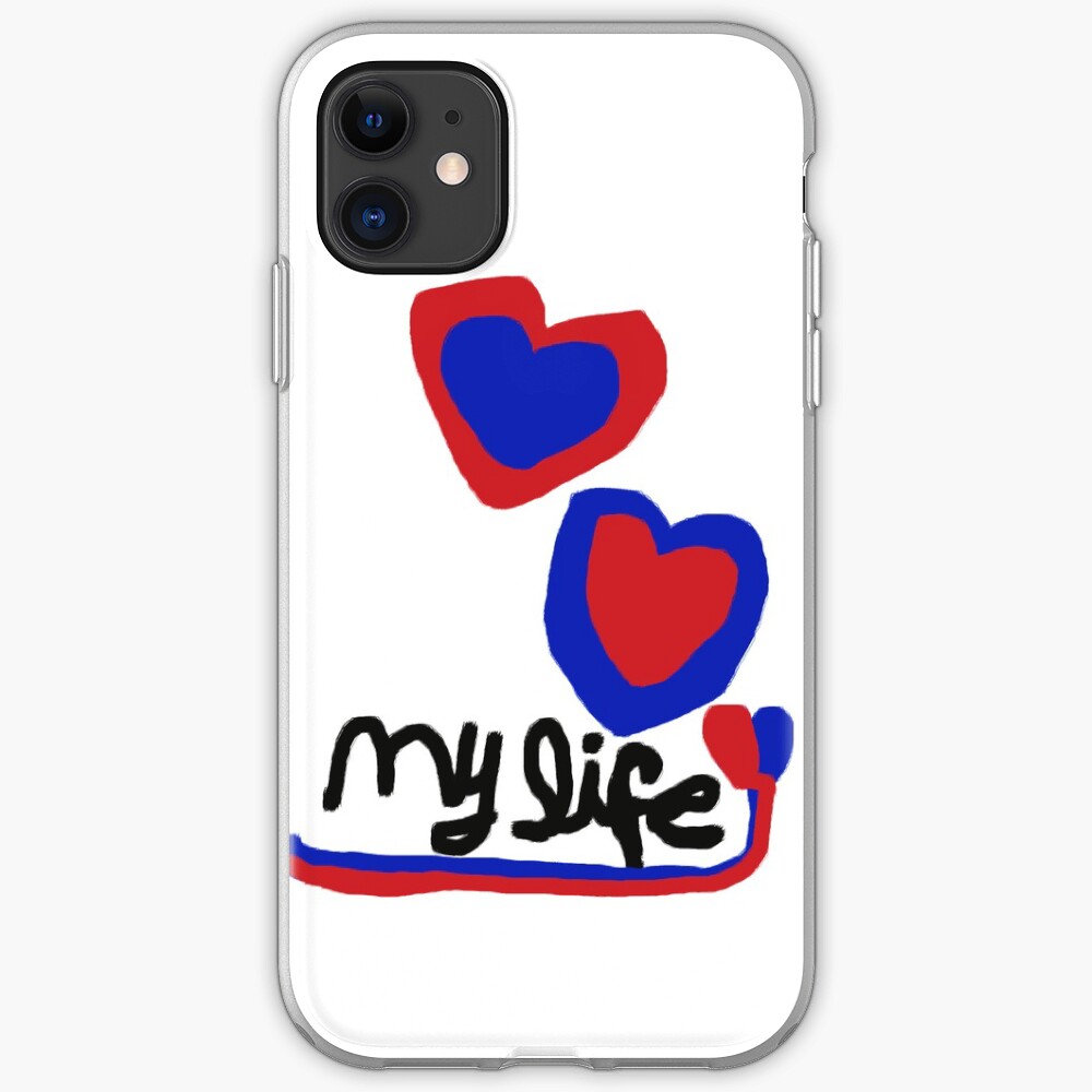 love My life Heart T-Shirt Blue Red Hearts iPhone Case & Cover