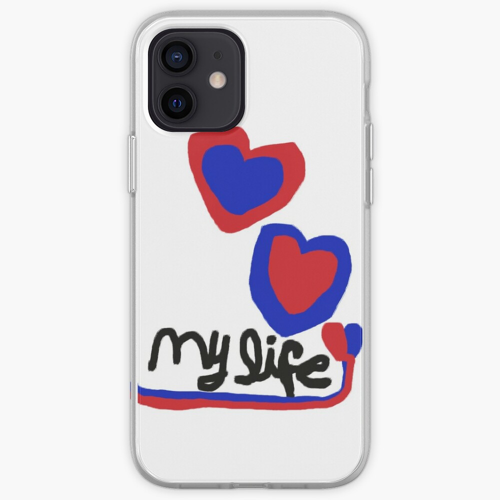 love My life Heart T-Shirt Blue Red Hearts iPhone Case