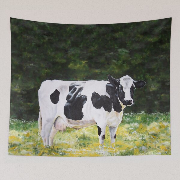 Item preview, Holstein Friesian cow in a field of buttercups and daisies designed and sold by janesg.