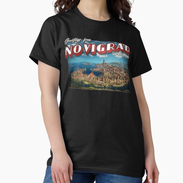 Item preview, The Witcher Inspired 'Greetings from Novigrad' Alternative #2 Vintage / Retro Postcard Weathered Design designed and sold by Mercy Apparel.