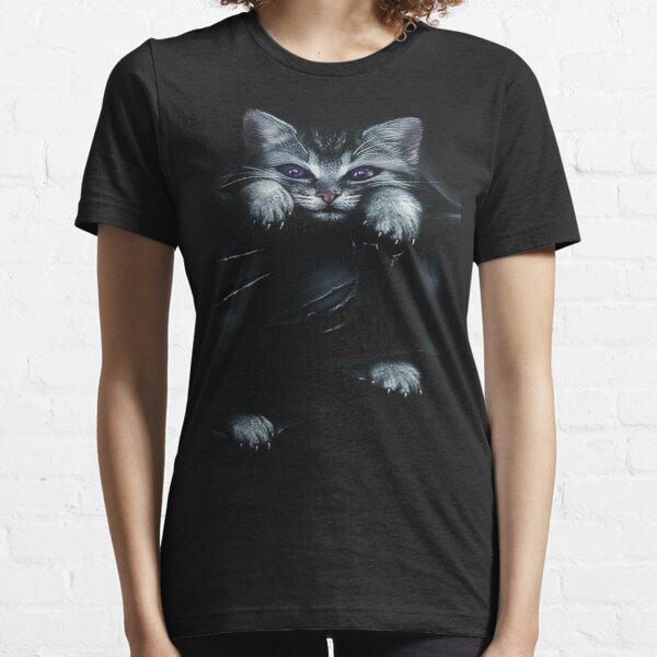 Women's Photoreal Black Kitten Long Sleeve Crusher Tee