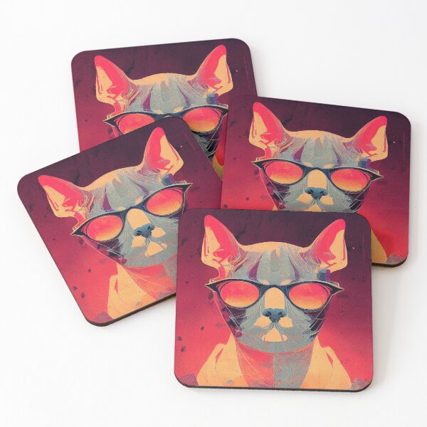 Item preview, Synthwave Cool Cat Poster #3 designed and sold by Åveline Dvorak.