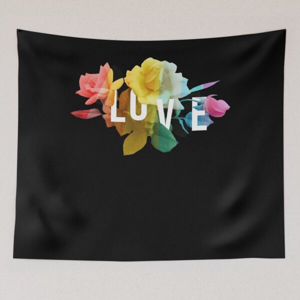 Aperçu de l'œuvre L'amour continue de croître - Typographie florale Pride T-shirt classique créée et vendue par JohnRabbai.