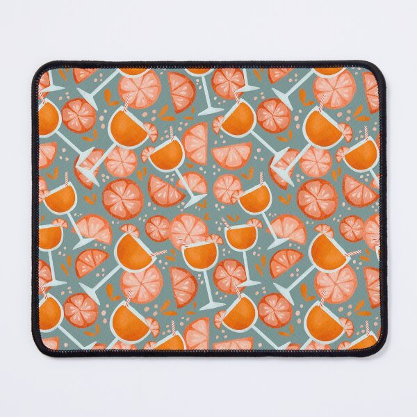 Item preview, Spritz cocktail pattern with oranges in grey-blue designed and sold by Lenecreates.
