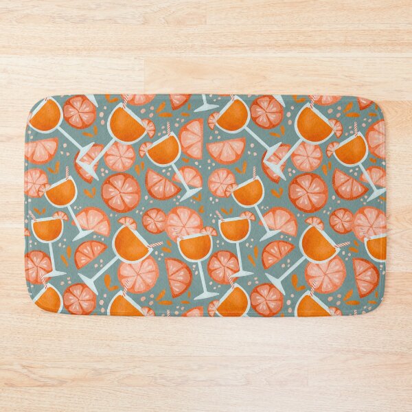 Item preview, Spritz cocktail pattern with oranges in grey-blue designed and sold by Lenecreates.