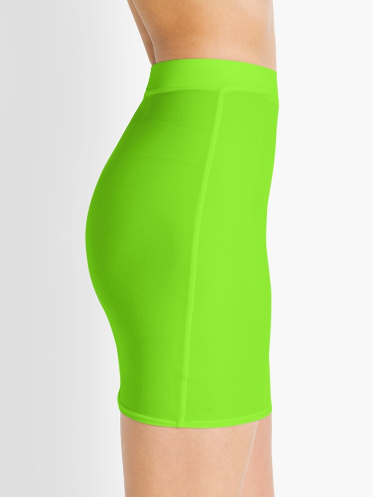 Alternate view of Super Bright Chartreuse Solid Neon Green Mini Skirt