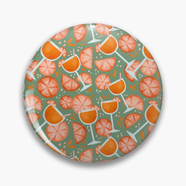 Item preview, Spritz cocktail with orange pattern in green designed and sold by Lenecreates.