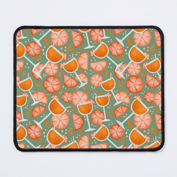 Item preview, Spritz cocktail with orange pattern in green designed and sold by Lenecreates.