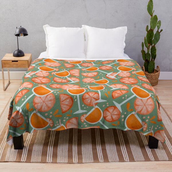 Item preview, Spritz cocktail with orange pattern in green designed and sold by Lenecreates.