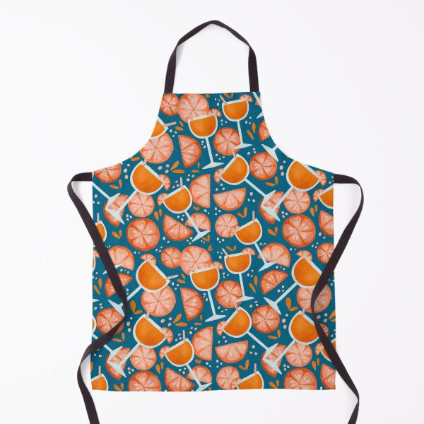 Item preview, Spritz cocktail pattern with oranges in dark blue designed and sold by Lenecreates.