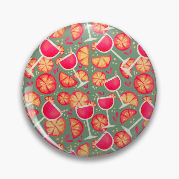 Item preview, Pink cocktail pattern with oranges and grapefruit in green designed and sold by Lenecreates.