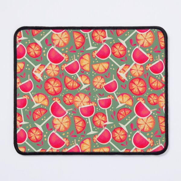 Item preview, Pink cocktail pattern with oranges and grapefruit in green designed and sold by Lenecreates.