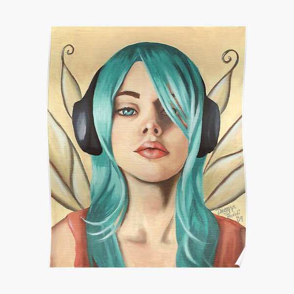 Headphone Fairy Punk Fairy Modern Fairy Poster