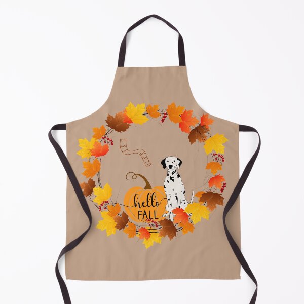 Item preview, Dalmatian Dog with Autumn Leaf Circle, Pumpkin and Hello Fall Sign designed and sold by SeasonalDogs.