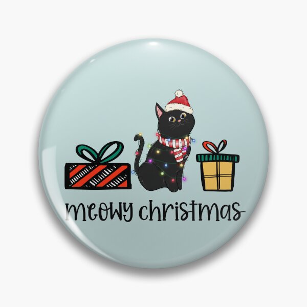 Item preview, meowy Christmas with black cat, lights and presents from santa designed and sold by ninjapineapple.