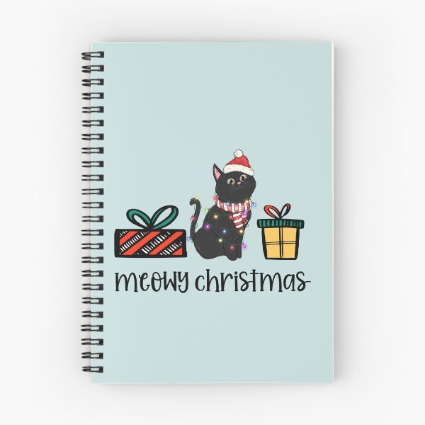 Item preview, meowy Christmas with black cat, lights and presents from santa designed and sold by ninjapineapple.